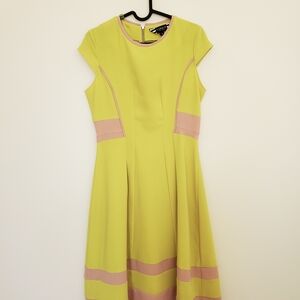 TRELISE COOPER Yellow A-Line Midi Dress